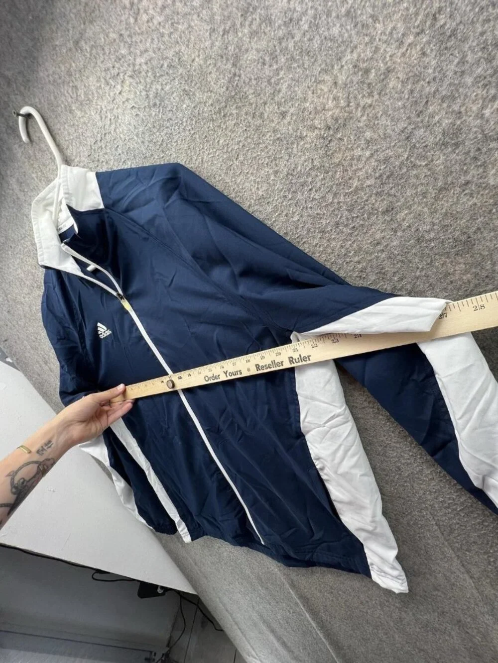 Adidas Track Jacket Mens Medium Blue White Full Zip Climalite Athletic Training